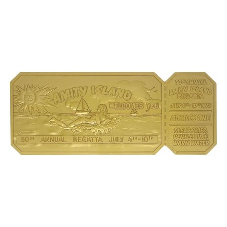 FaNaTtiK Jaws Replica 1/1 50th Anniversary Regatta Ticket 24k Gold Plated