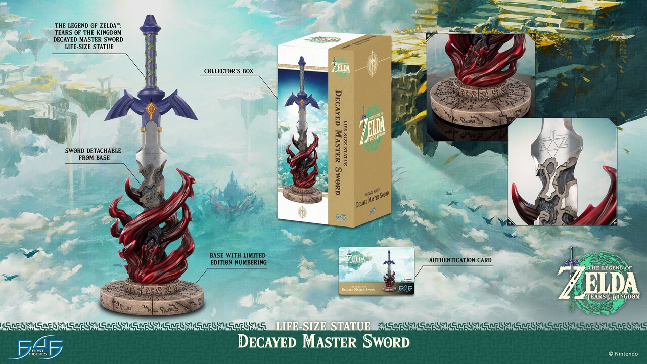 First 4 Figures The Legend of Zelda: Tears of the Kingdom Life Size Statue 1/1 Decayed Master Sword 28 cm