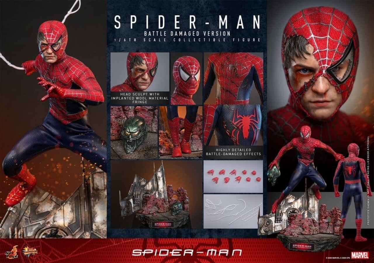 Hot Toys Spider-Man Action Figure 1/6 Spider-Man (Battle Damaged Version) 30 cm Hot Toys Spider-Man Action Figure 1/6 Spider-Man (Battle Damaged Version) 30 cm