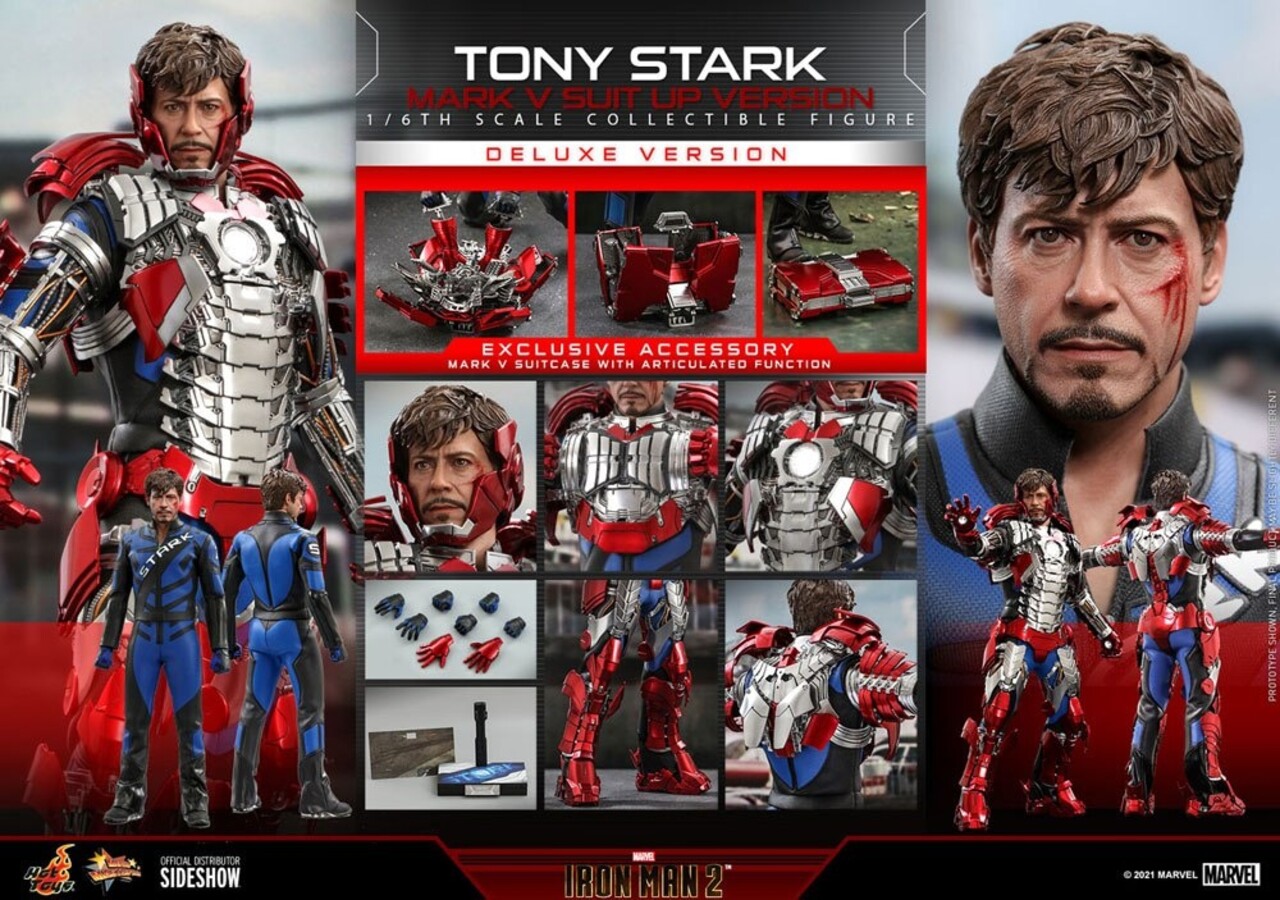 Hot Toys Iron Man 2 Action Figure 1/6 Tony Stark (Mark V Suit Up Version) Deluxe 31 cm