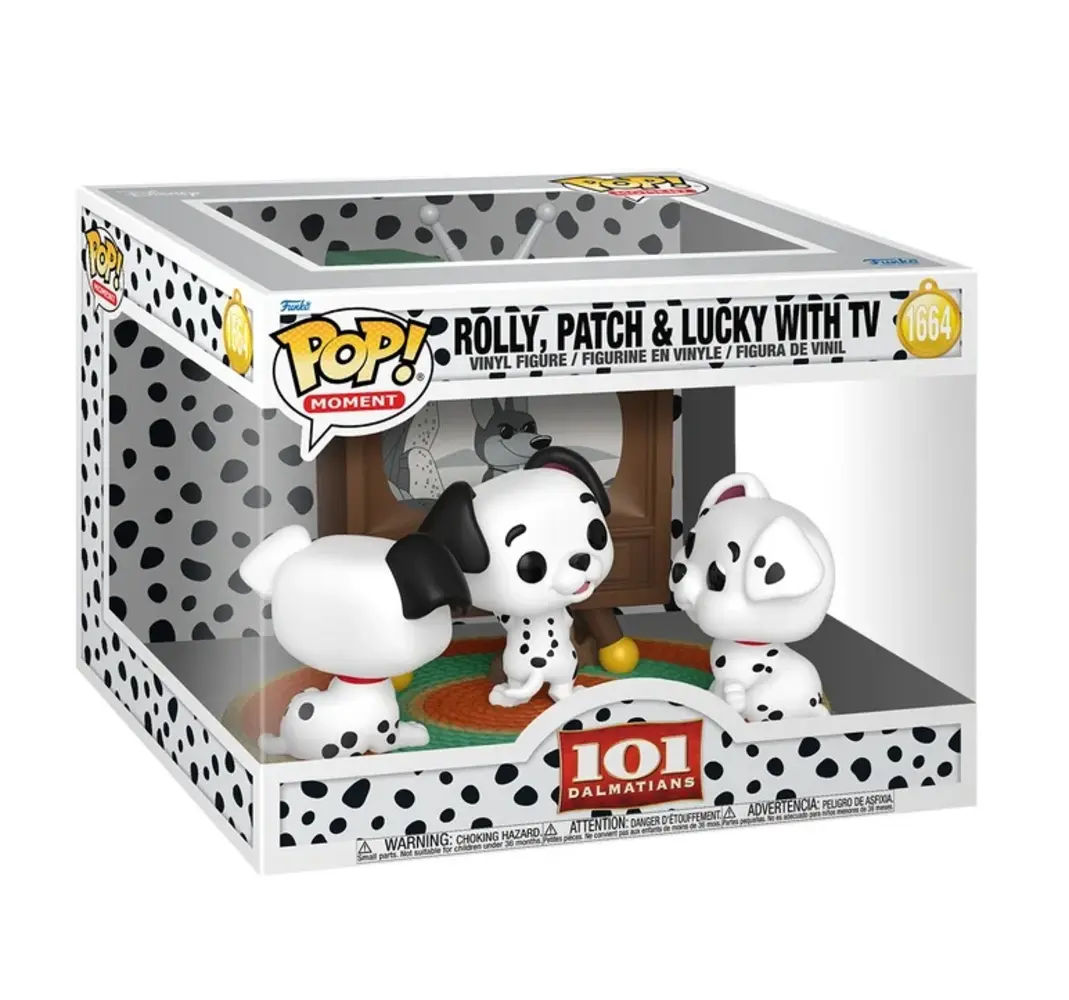 Funko 101 Dalmatians POP! Moment Vinyl Figure Rolly, Patch & Lucky with TV #1664 Funko 101 Dalmatians POP! Moment Vinyl Figure Rolly, Patch & Lucky with TV #1664