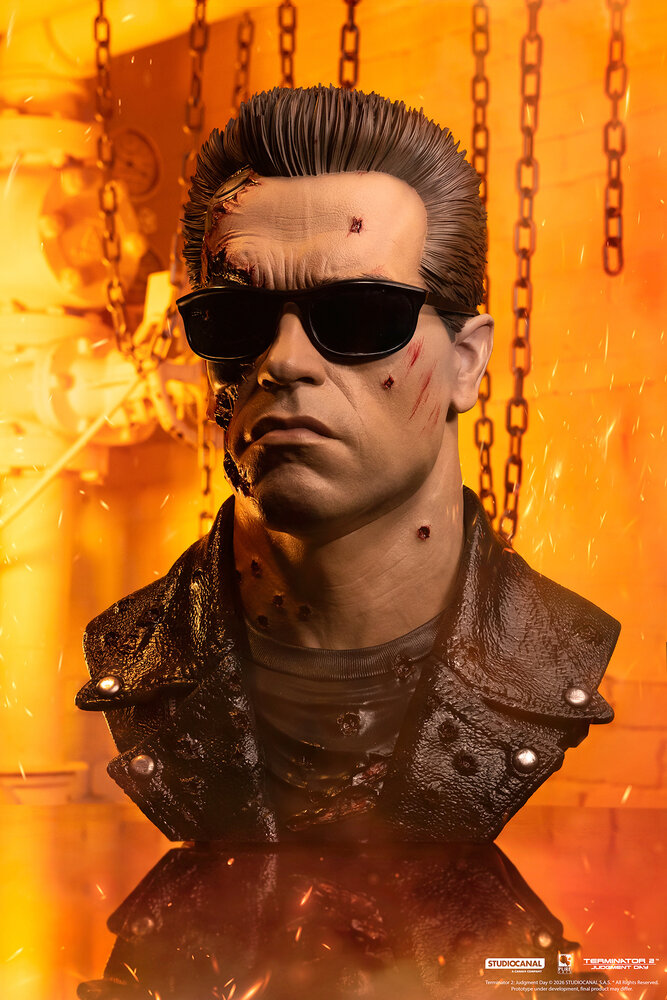 Pure Arts Terminator 2: Judgement Day Bust 1/1 T-800 Model 101 Battle Damaged Art Mask 47 cm Pure Arts Terminator 2: Judgement Day Bust 1/1 T-800 Model 101 Battle Damaged Art Mask 47 cm