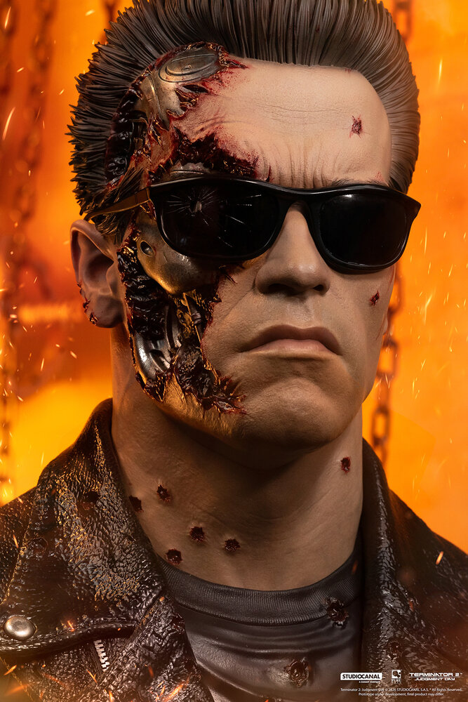 Pure Arts Terminator 2: Judgement Day Bust 1/1 T-800 Model 101 Battle Damaged Art Mask 47 cm Pure Arts Terminator 2: Judgement Day Bust 1/1 T-800 Model 101 Battle Damaged Art Mask 47 cm
