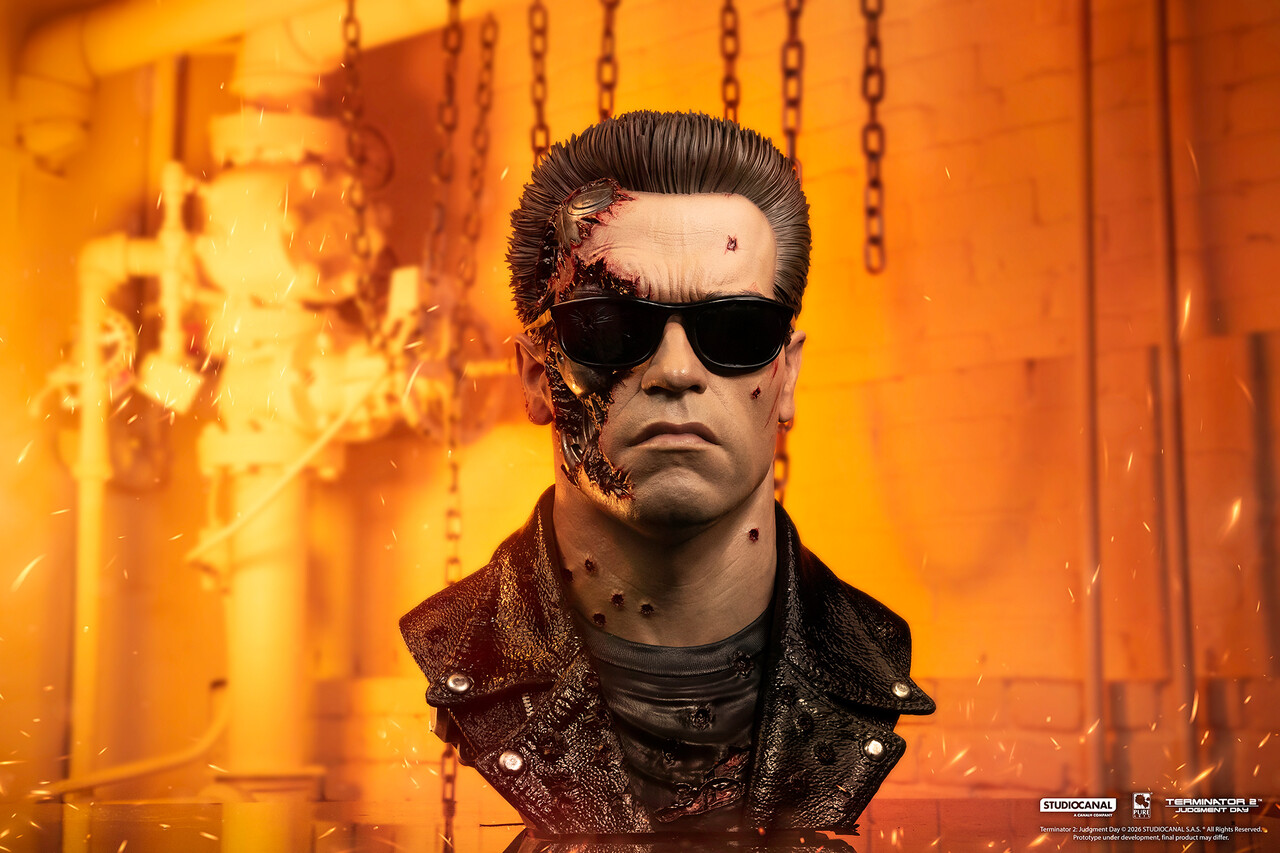 Pure Arts Terminator 2: Judgement Day Bust 1/1 T-800 Model 101 Battle Damaged Art Mask 47 cm Pure Arts Terminator 2: Judgement Day Bust 1/1 T-800 Model 101 Battle Damaged Art Mask 47 cm
