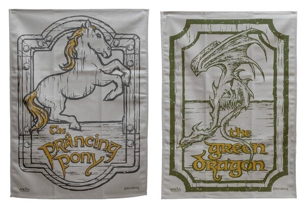 Weta Workshop Lord of the Rings Green Dragon & Prancing Pony Tea Towel Set