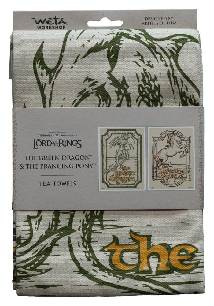 Weta Workshop Lord of the Rings Green Dragon & Prancing Pony Tea Towel Set