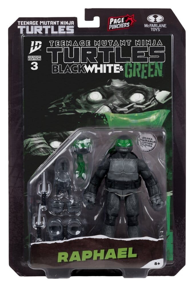 McFarlane Toys Teenage Mutant Ninja Turtles Page Punchers Action Figure (Black White & Green) (Red Platinum Edition) 13 cm