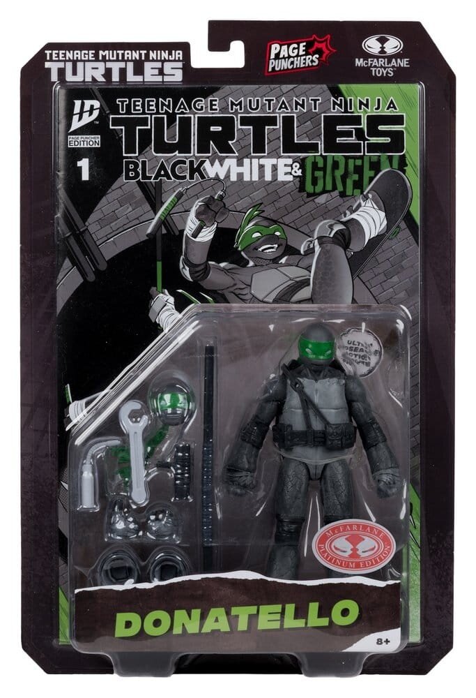 McFarlane Toys Teenage Mutant Ninja Turtles Page Punchers Action Figure Donatello (Black White & Green ) (Red Platinum Edition) 13 cm