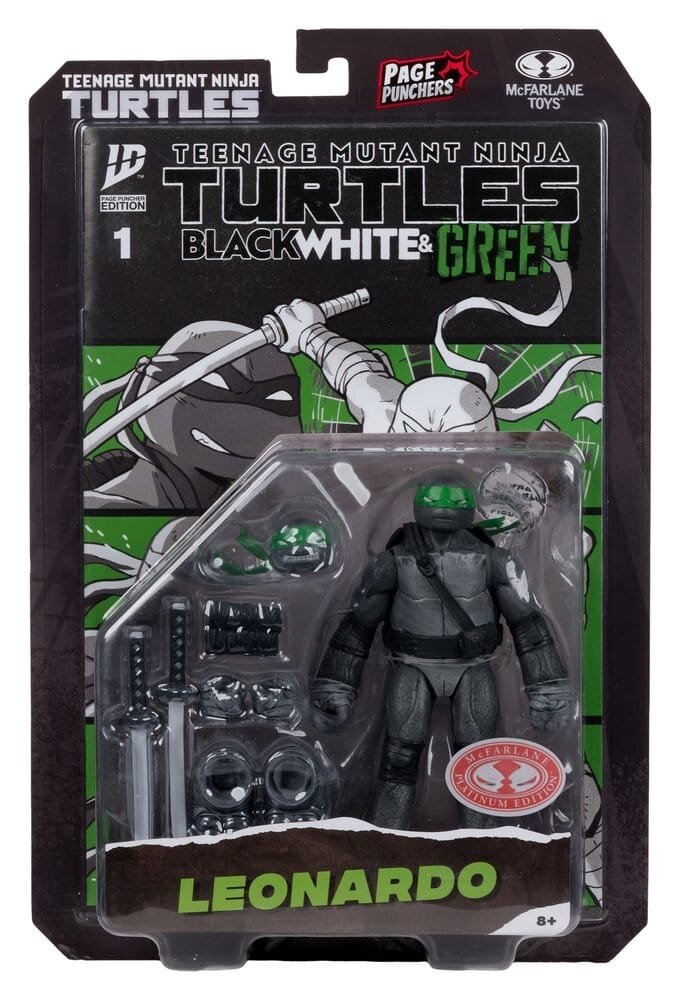 McFarlane Toys Teenage Mutant Ninja Turtles Page Punchers Action Figure Leonardo (Black White & Green) (Red Platinum Edition) 13 cm