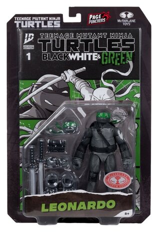 McFarlane Toys Teenage Mutant Ninja Turtles Page Punchers Action Figure Leonardo (Black White & Green) (Red Platinum Edition) 13 cm