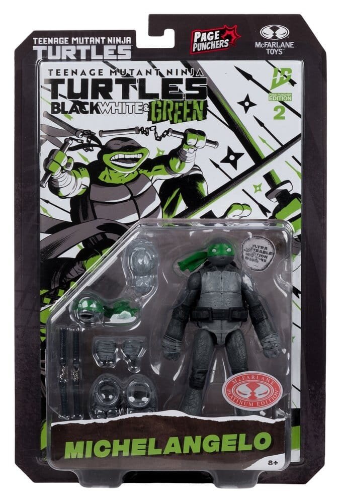 McFarlane Toys Teenage Mutant Ninja Turtles Page Punchers Action Figure Michelangelo (Black White & Green) (Red Platinum Edition) 13 cm