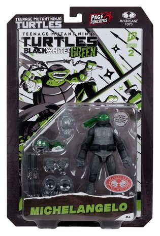 McFarlane Toys Teenage Mutant Ninja Turtles Page Punchers Action Figure Michelangelo (Black White & Green) (Red Platinum Edition) 13 cm