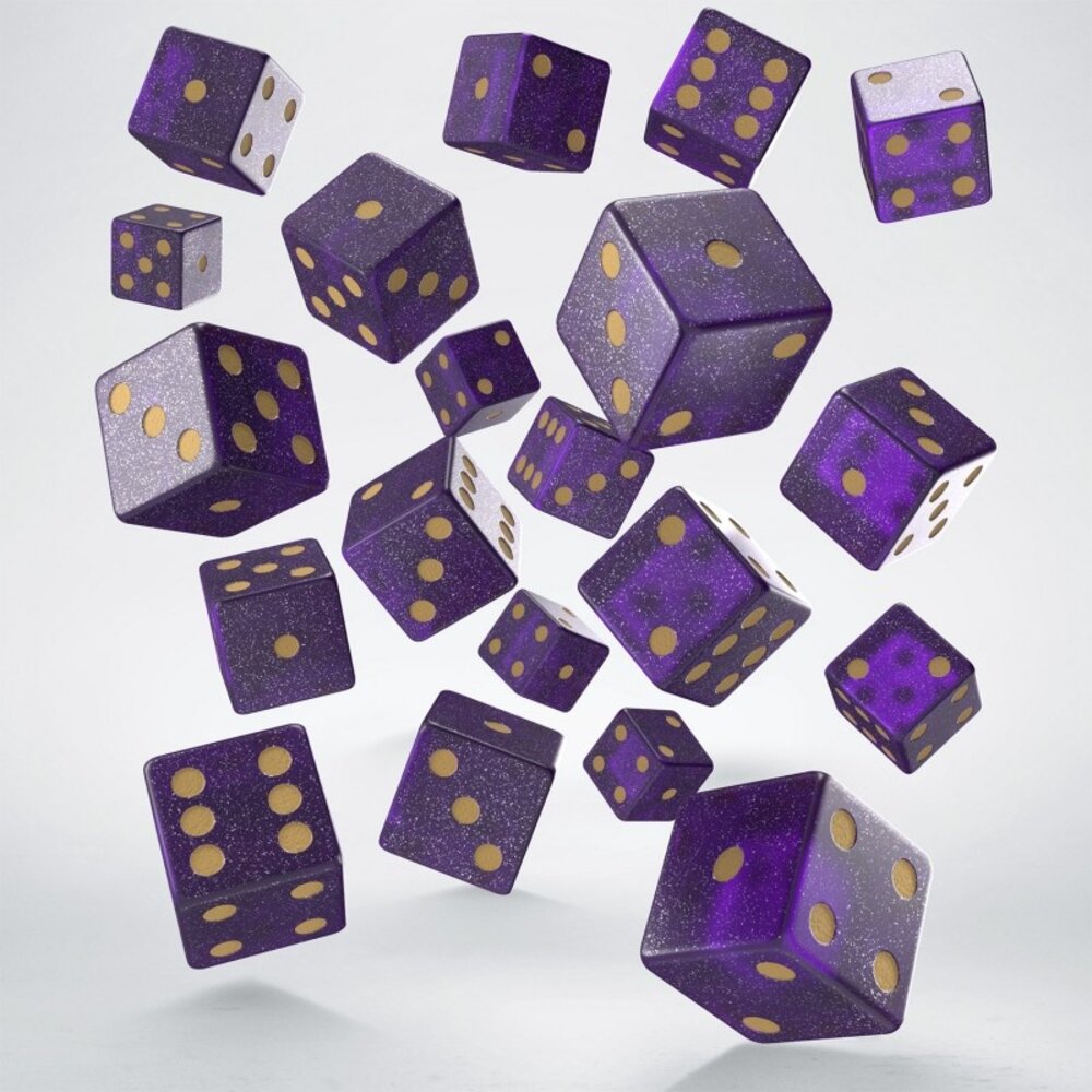 Q Workshop Dobbelstenen Full Pack of D6s Shimmering Purple & Gold