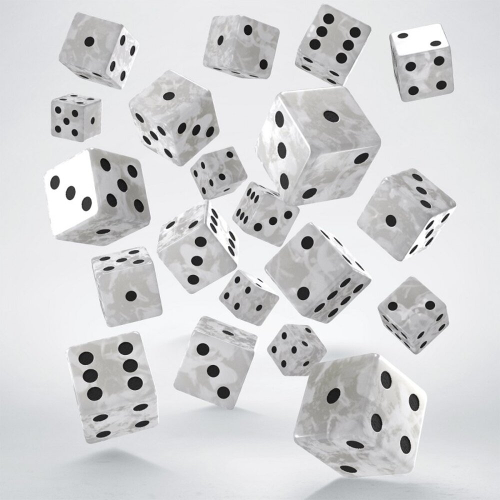Q Workshop Dice Full Pack of D6s Pearl & Black