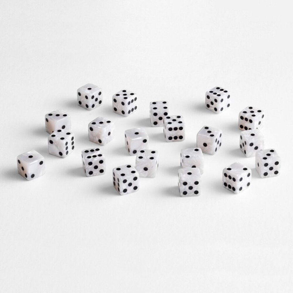 Q Workshop Dice Full Pack of D6s Pearl & Black