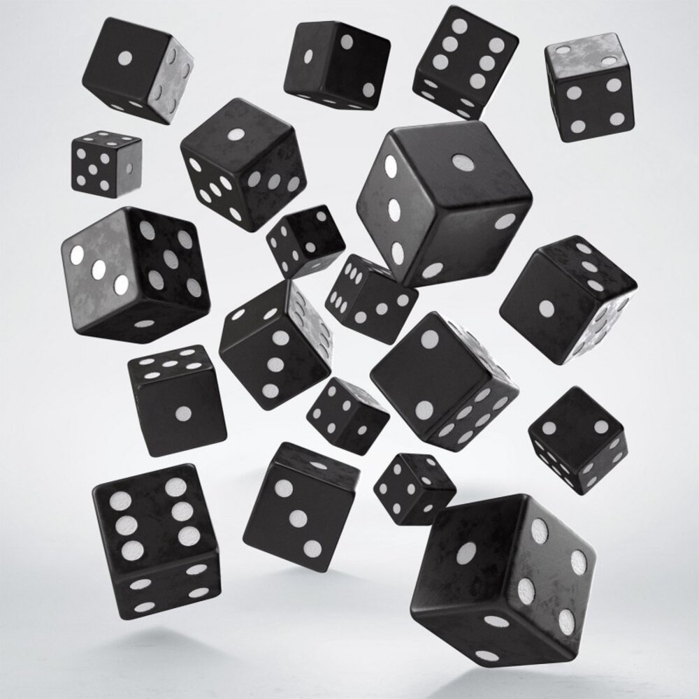 Q Workshop Dice Full Pack of D6s Black & White