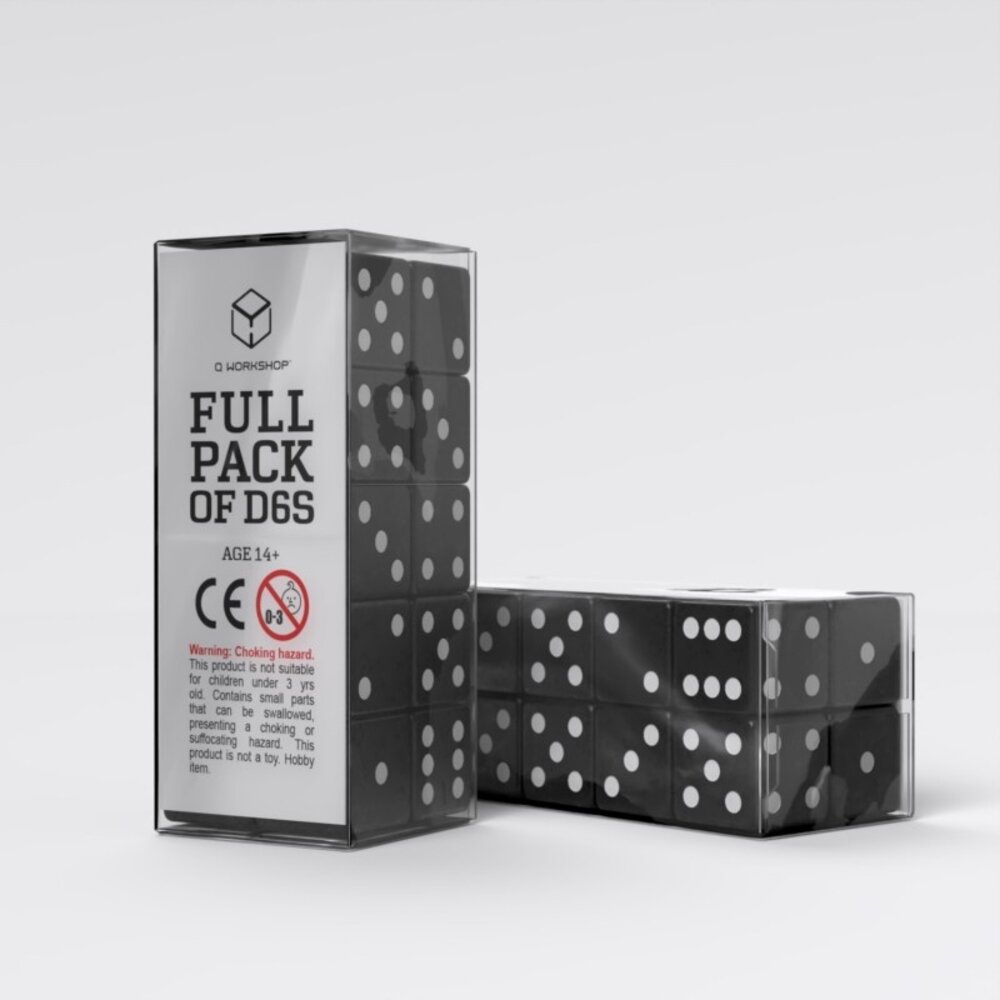Q Workshop Dice Full Pack of D6s Black & White