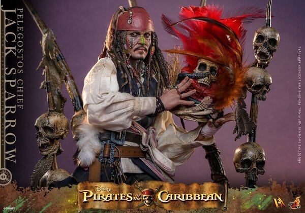 Hot Toys Pirates of the Caribbean: Dead Man's Chest DX Action Figure 1/6 Pelegostos Chief Jack Sparrow 30 cm