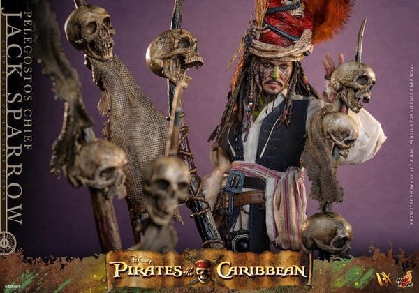 Hot Toys Pirates of the Caribbean: Dead Man's Chest DX Action Figure 1/6 Pelegostos Chief Jack Sparrow 30 cm