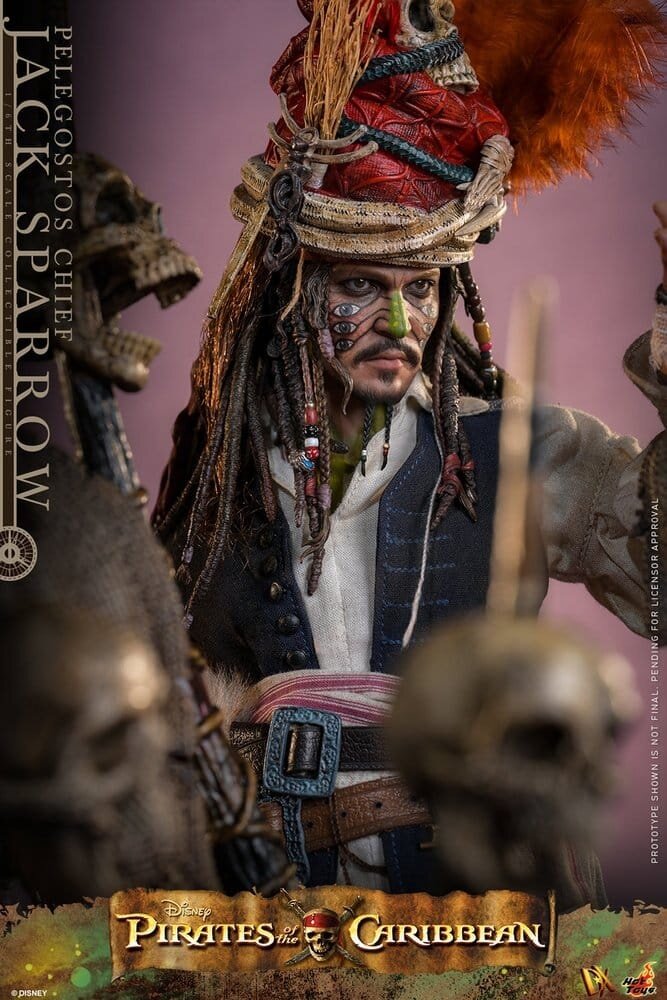 Hot Toys Pirates of the Caribbean: Dead Man's Chest DX Action Figure 1/6 Pelegostos Chief Jack Sparrow 30 cm