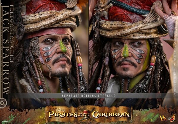 Hot Toys Pirates of the Caribbean: Dead Man's Chest DX Action Figure 1/6 Pelegostos Chief Jack Sparrow 30 cm