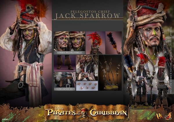 Hot Toys Pirates of the Caribbean: Dead Man's Chest DX Action Figure 1/6 Pelegostos Chief Jack Sparrow 30 cm