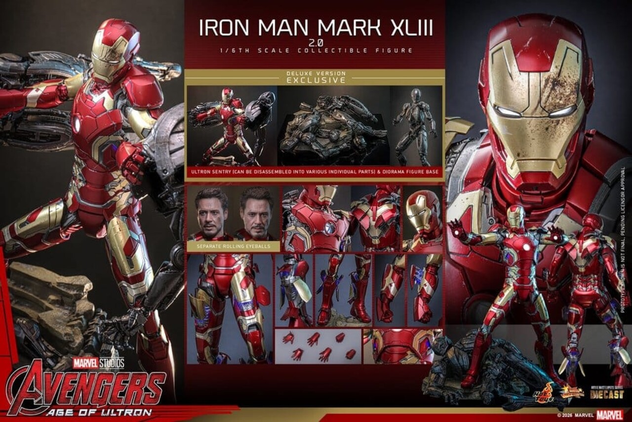 Hot Toys Avengers: Age of Ultron Movie Action Figure 1/6 Iron Man Mark XLIII (2.0) (Deluxe Version) 32 cm