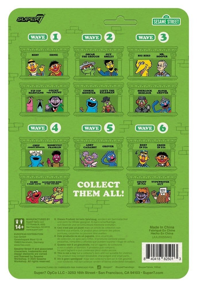 Super7 Sesame Street ReAction Action Figure Wave 06 Typewriter Guy 10 cm