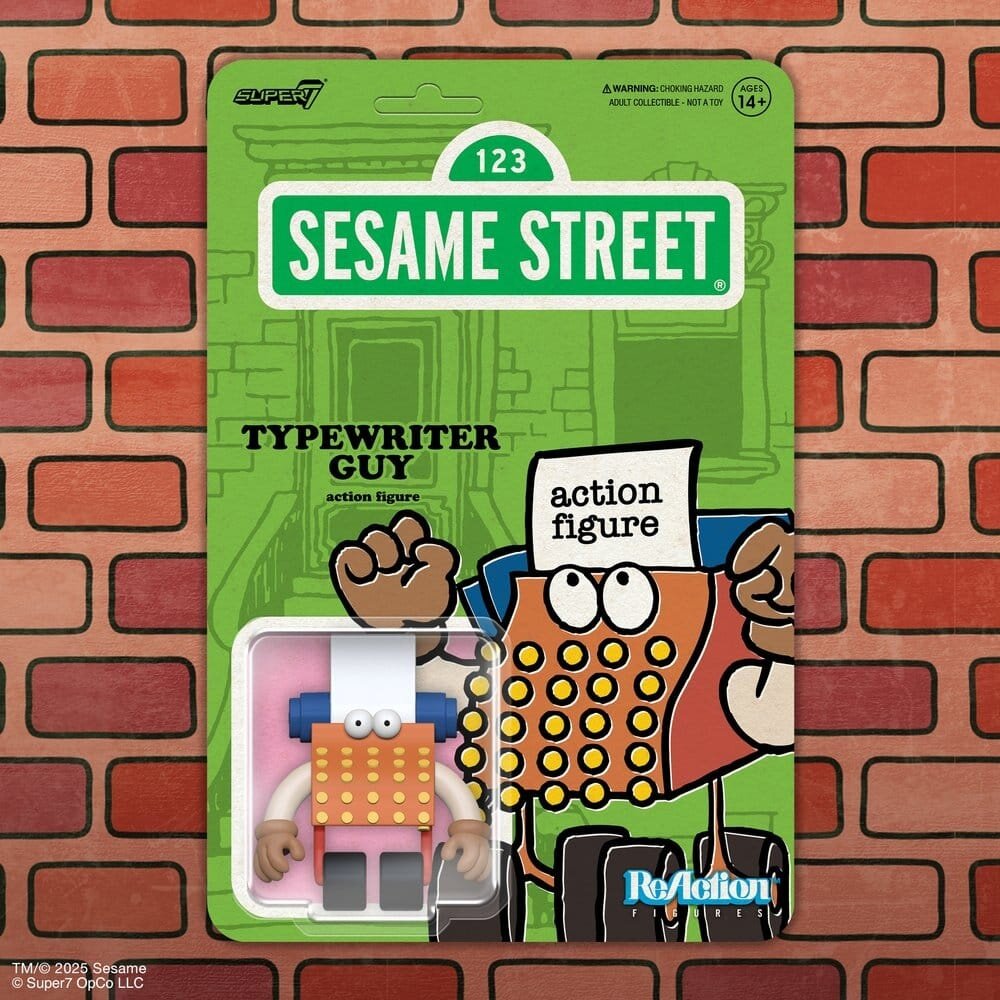Super7 Sesame Street ReAction Action Figure Wave 06 Typewriter Guy 10 cm