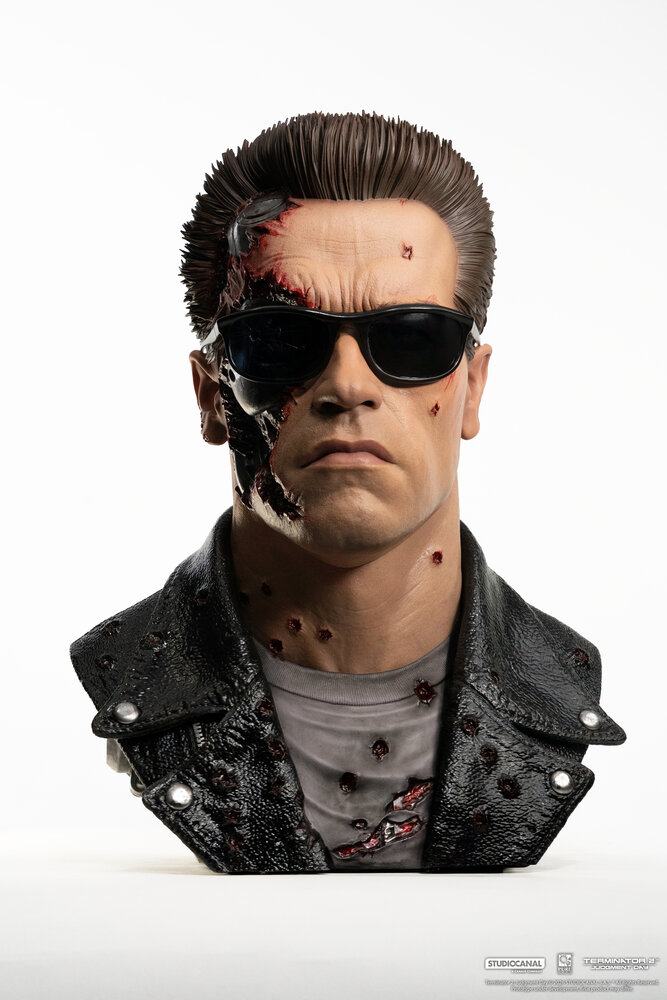 Pure Arts Terminator 2: Judgement Day Bust 1/1 T-800 Model 101 Battle Damaged Art Mask 47 cm