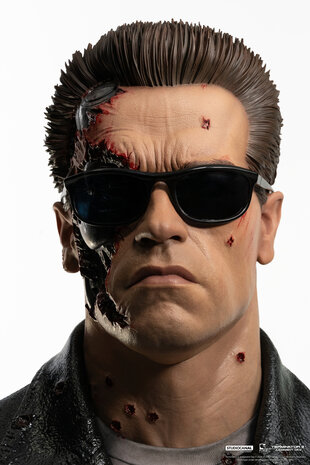 Pure Arts Terminator 2: Judgement Day Bust 1/1 T-800 Model 101 Battle Damaged Art Mask 47 cm