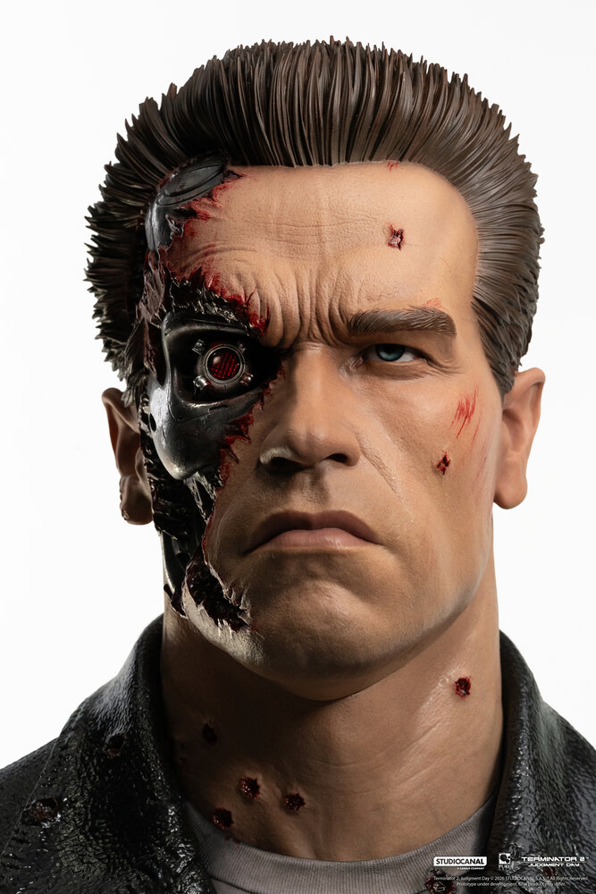Pure Arts Terminator 2: Judgement Day Bust 1/1 T-800 Model 101 Battle Damaged Art Mask 47 cm