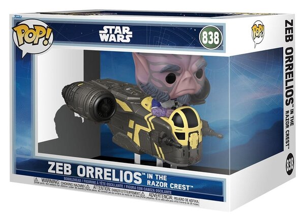 Funko Star Wars: The Mandalorian and Grogu POP! Rides Deluxe Vinyl Bobblehead Figure Zeb Orrelios in the Razor Crest #838