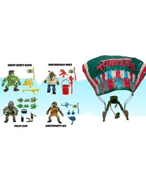 Playmates Teenage Mutant Ninja Turtles Classic Action Figures 4-Pack Sewer Heroes with Parachute