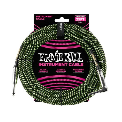 Ernie Ball Back green braided cable 5,5m