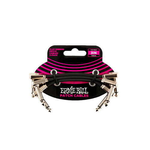 Ernie Ball Flat ribbon patch cable black 7,5cm 3-pack Ernie Ball Flat ribbon patch cable black 7,5cm 3-pack