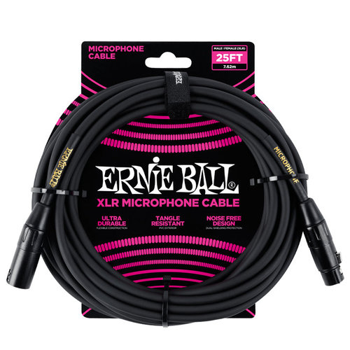 Ernie Ball XLR microphone cable black s/s 7,62m