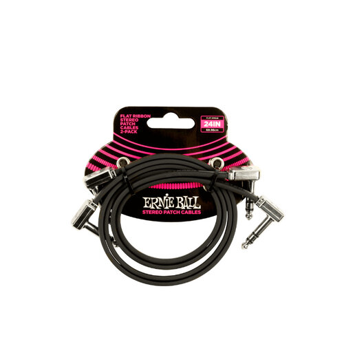 Ernie Ball Flat ribbon stereo patch cable black 60cm 2-pack Ernie Ball Flat ribbon stereo patch cable black 60cm 2-pack
