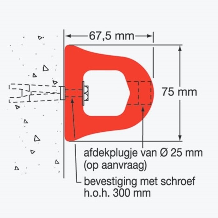 Rubberen stootrand 3000 x 75 x 67,5 mm – Schokabsorberende wandbescherming voor industriële omgevingen