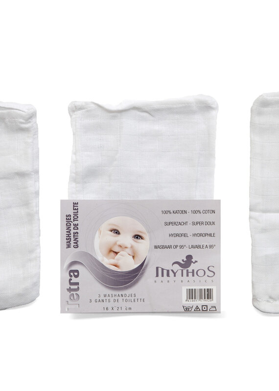 Mythos Tetra Washandjes Katoen Set 3 st Wit