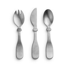 Elodie Baby bestek -mes, vork en lepel Antique Silver