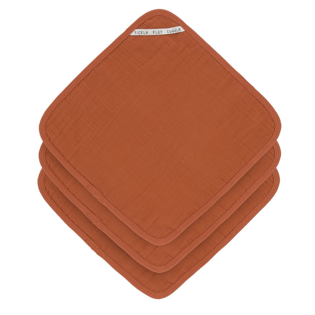 Laessig Muslin Washcloth Set 3 pcs rust