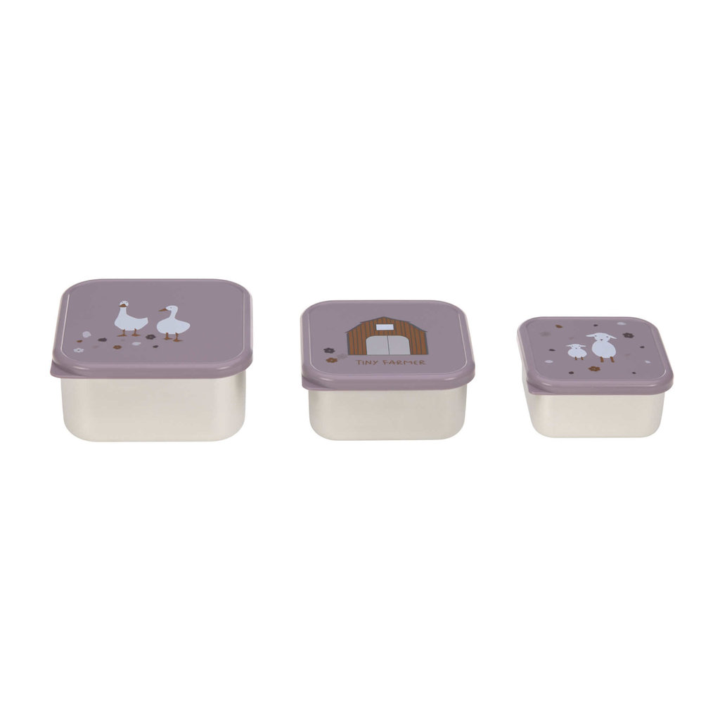 Laessig Snackdoosje RVS 3 stuks Tiny Farmer Lilac