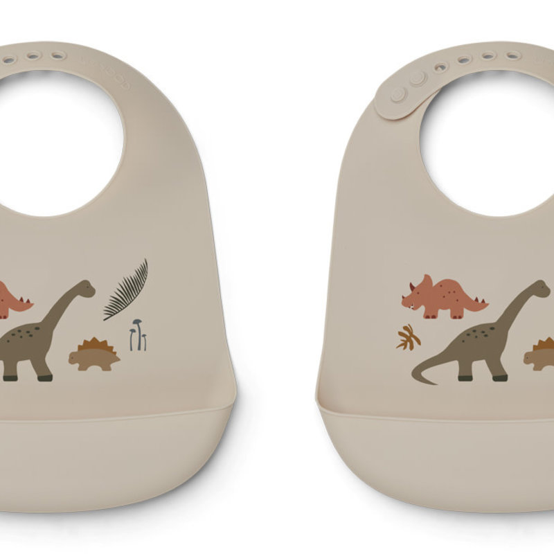Liewood Tilda Silicone Bib 2 - Pack Dino dark sandy mix Liewood Tilda Silicone Bib 2 - Pack Dino dark sandy mix