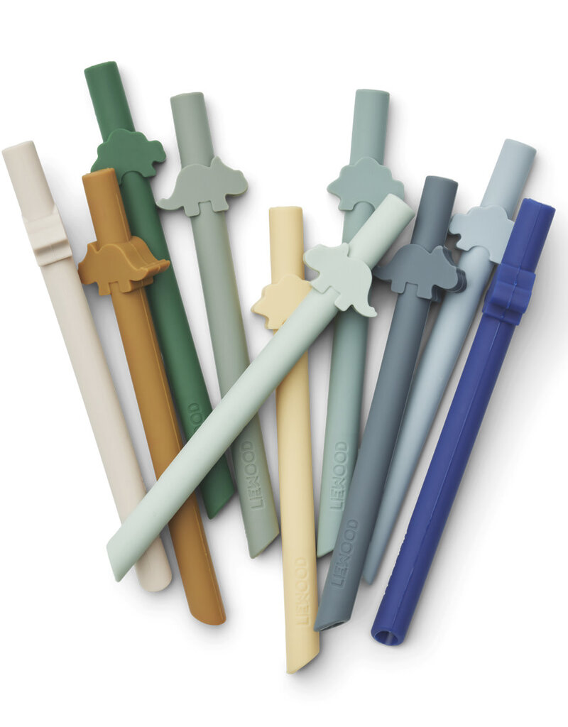 Liewood Badu straw 10-pack Dino/Surf blue multi mix