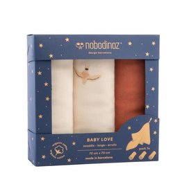 Nobodinoz Box 3 Baby Love Swaddles Toffee