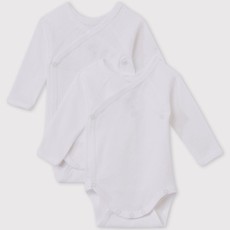 Petit Bateau 2 Overslagbody's Wit Lange Mouwen 54218