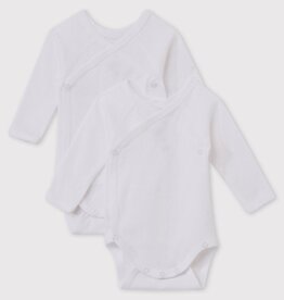 Petit Bateau 2 Overslagbody's Wit Lange Mouwen 54218