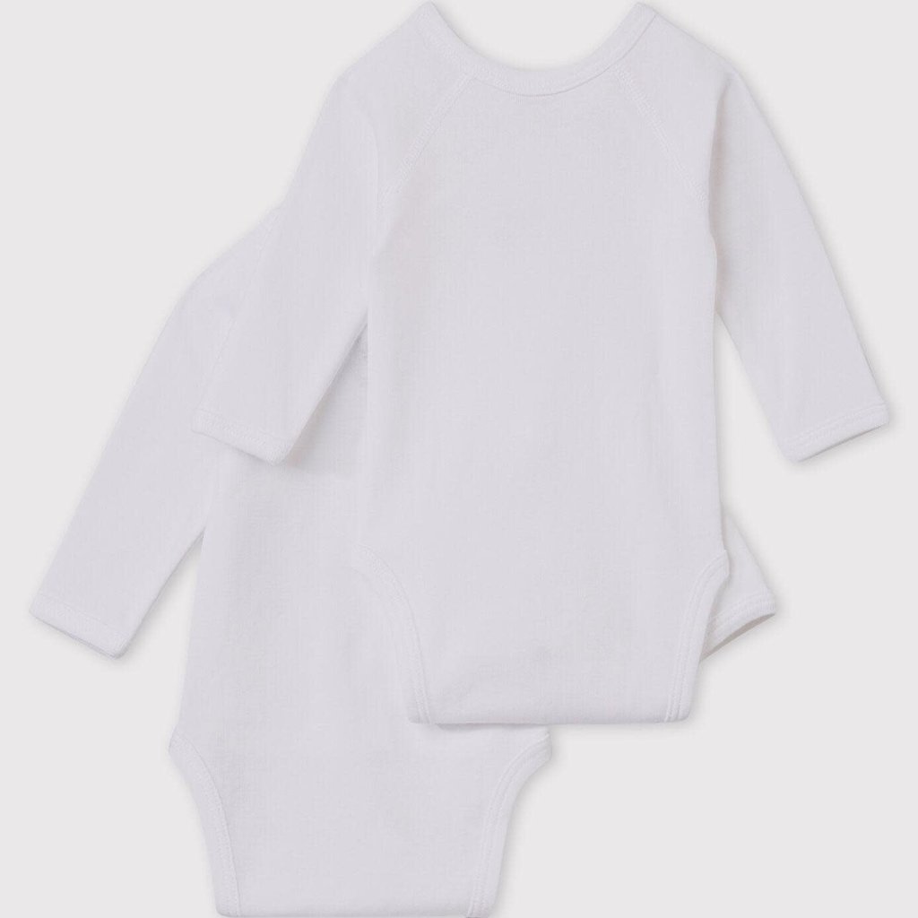 Petit Bateau 2 Overslagbody's Wit Lange Mouwen 54218