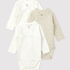 Petit Bateau Set Van 3 Babybody'S In Biokatoen Lange Mouwen Sterren